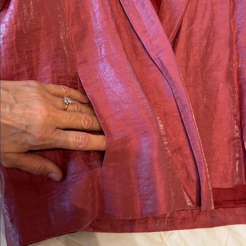 Eileen Fisher Jacket Women M Pink Silk Luxe Streetwear Shiny Chic Sustainable - Picture 9 of 10